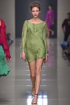 green silk off-shoulder mini dress