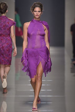 fitted purple silk mini dress