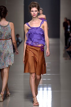 purple silk sleeveless fitted ruffled top