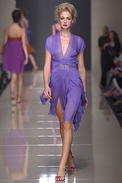 fitted purple chiffon dress
