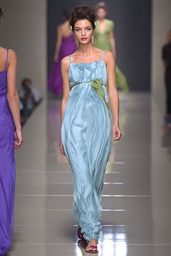 blue silk sleeveless gown