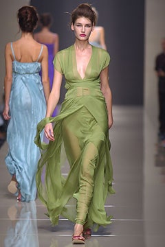 green chiffon sleeveless dress