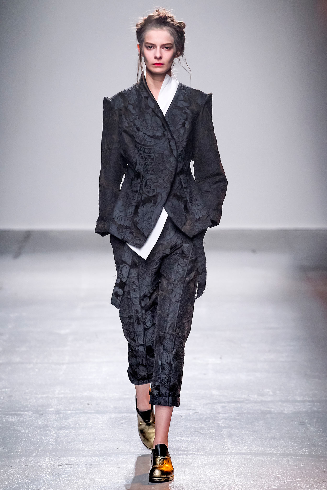 black silk embroidered suit