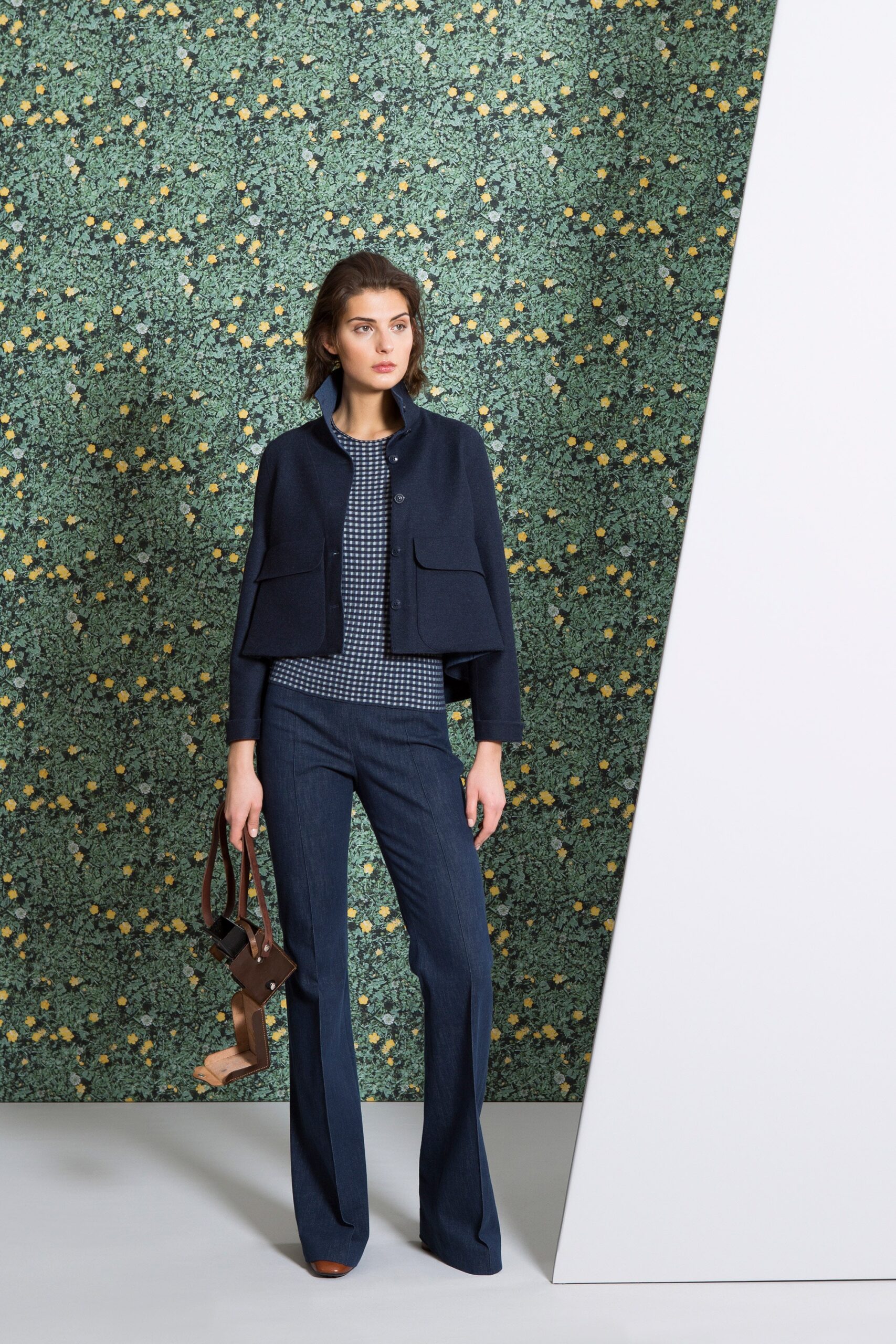 navy wool cape with fitted top