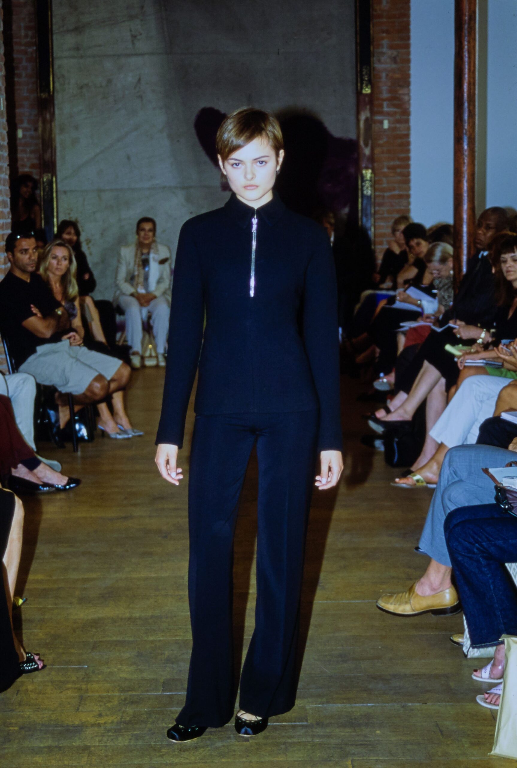 black fitted jacket and pants