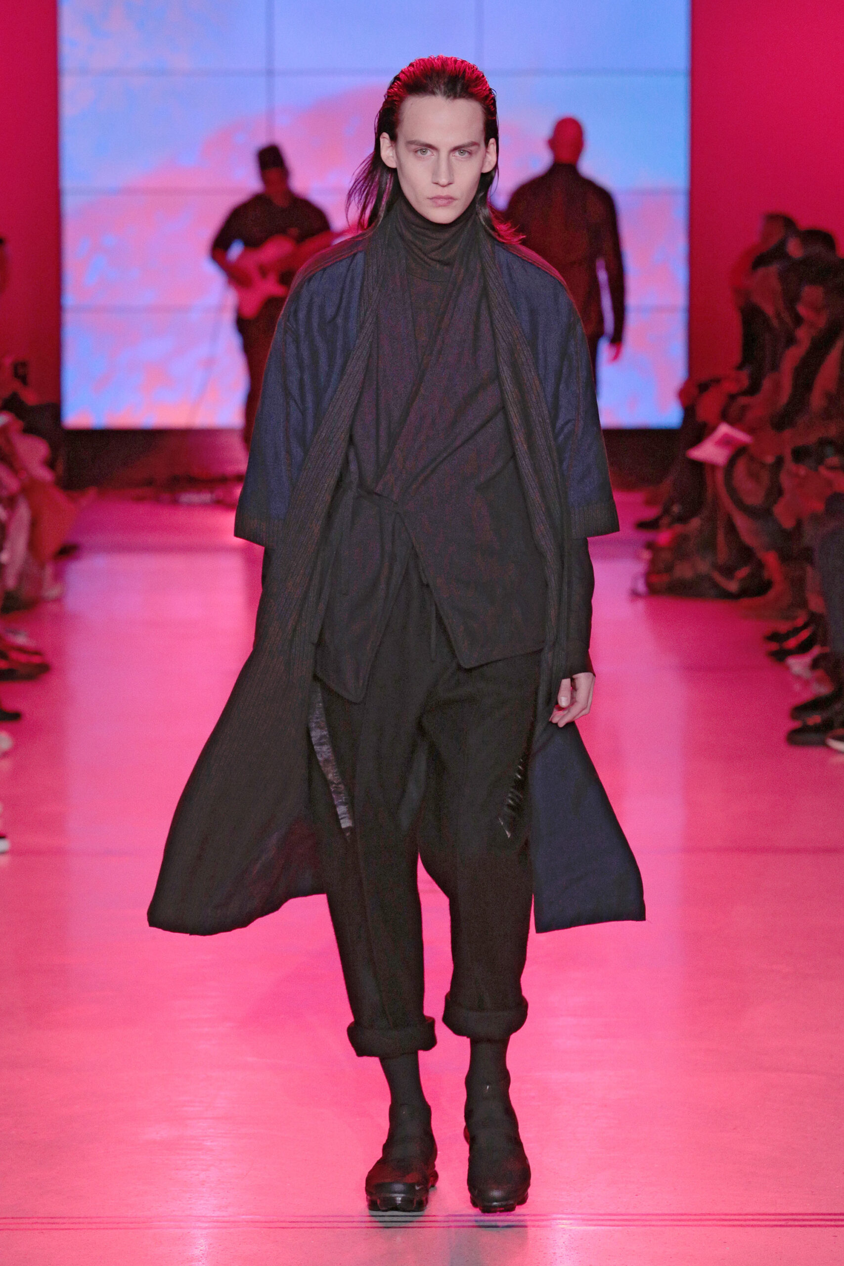 black and blue relaxed coat