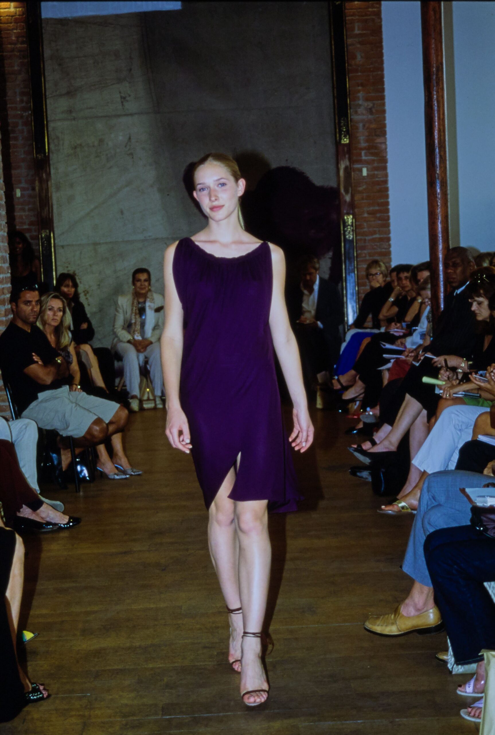 fitted purple sleeveless dress