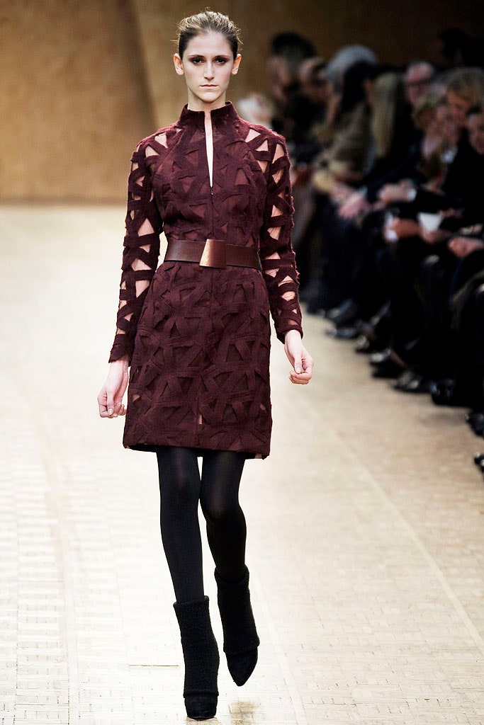 fitted maroon suede dress