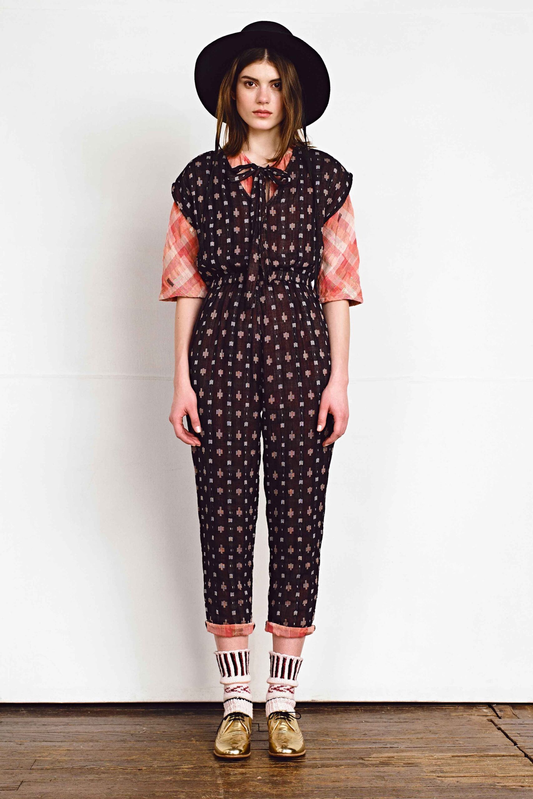 black and red printed jumpsuit