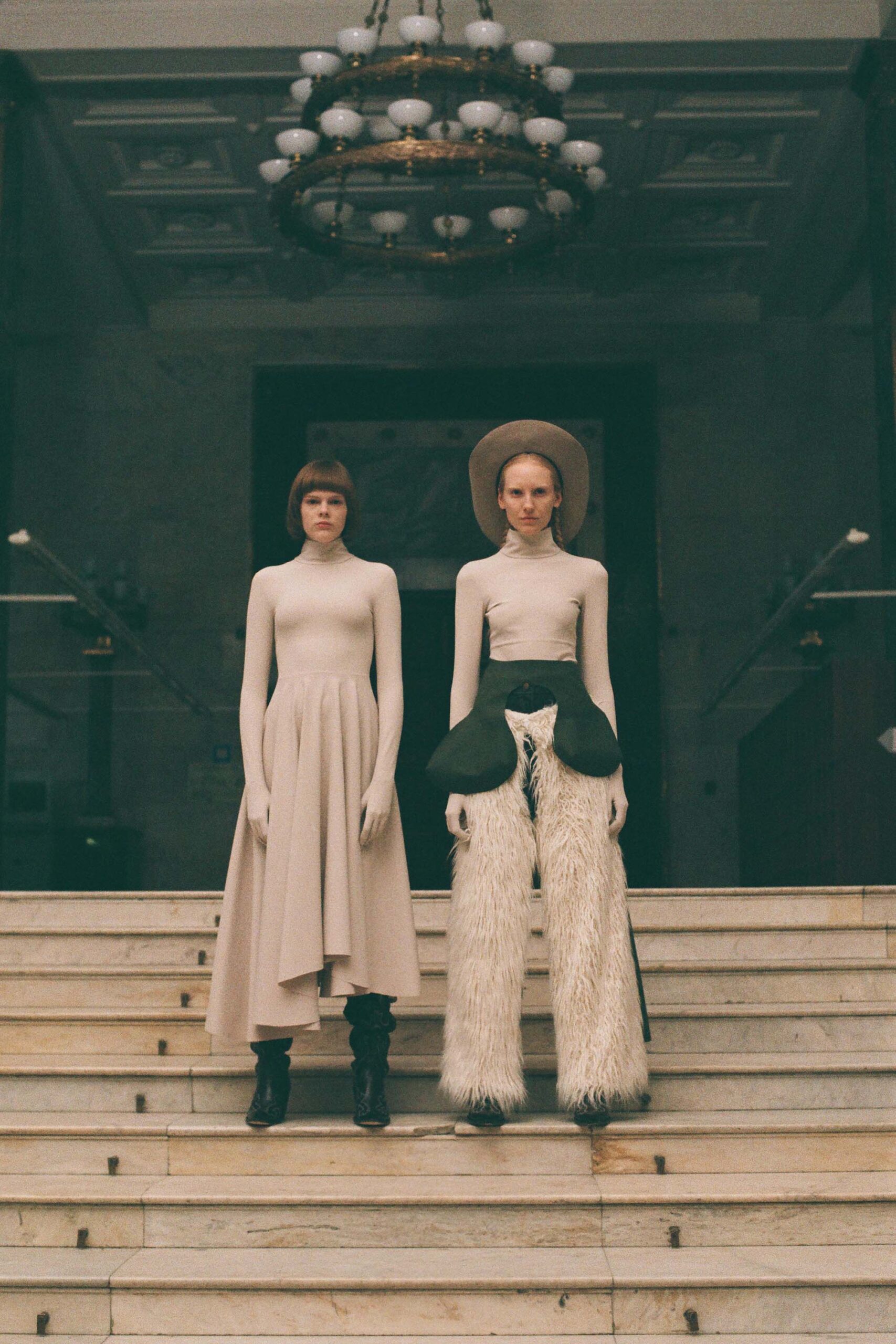 white fur relaxed wide-leg pants