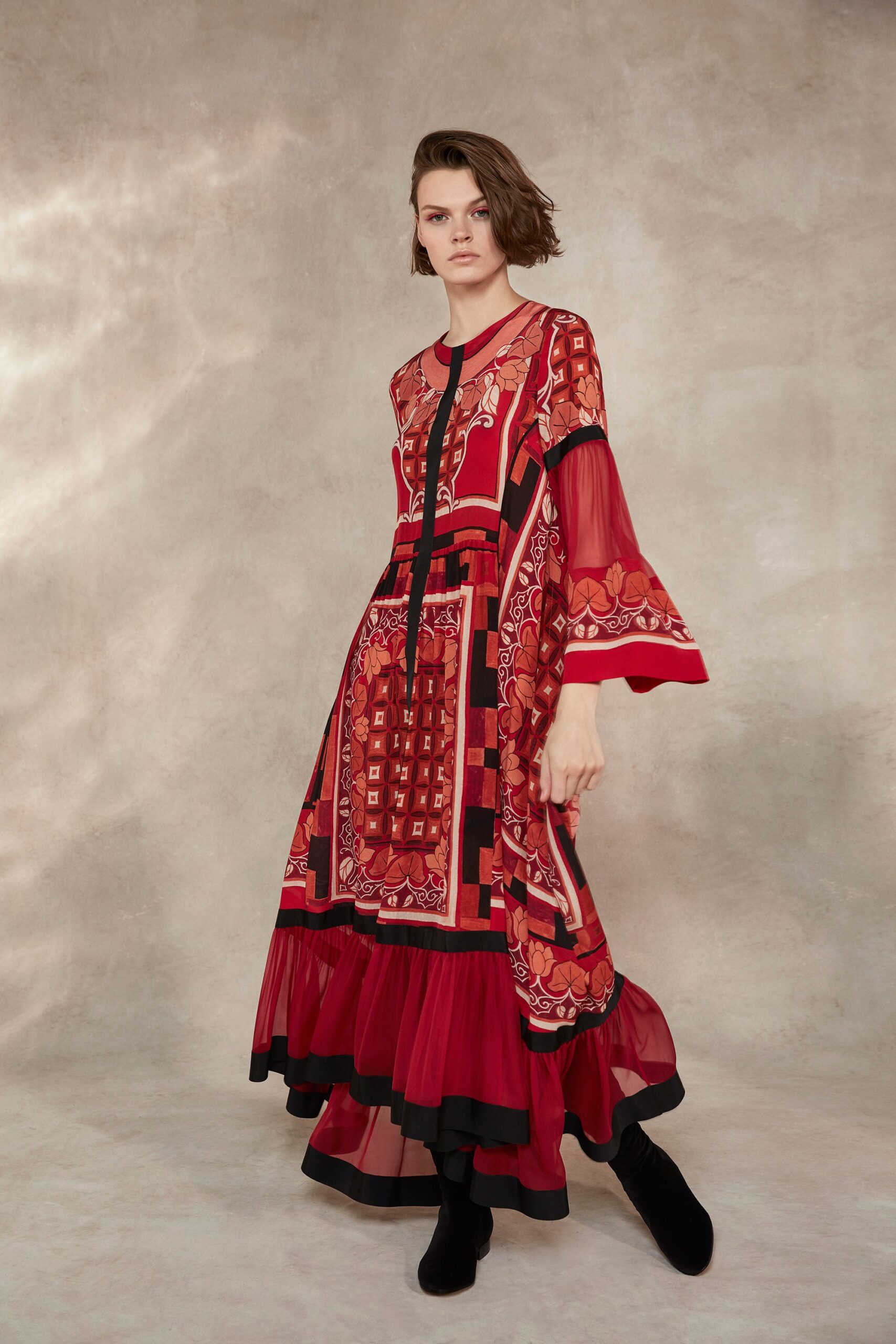 red embroidered maxi dress