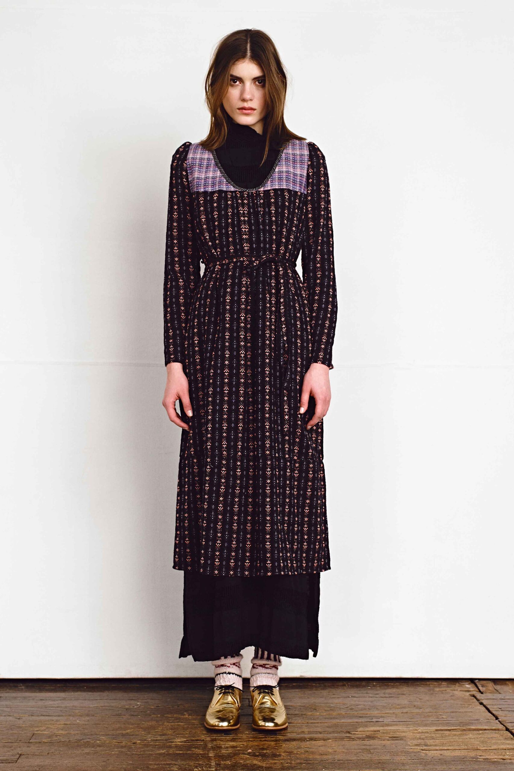 black and purple printed maxi dress