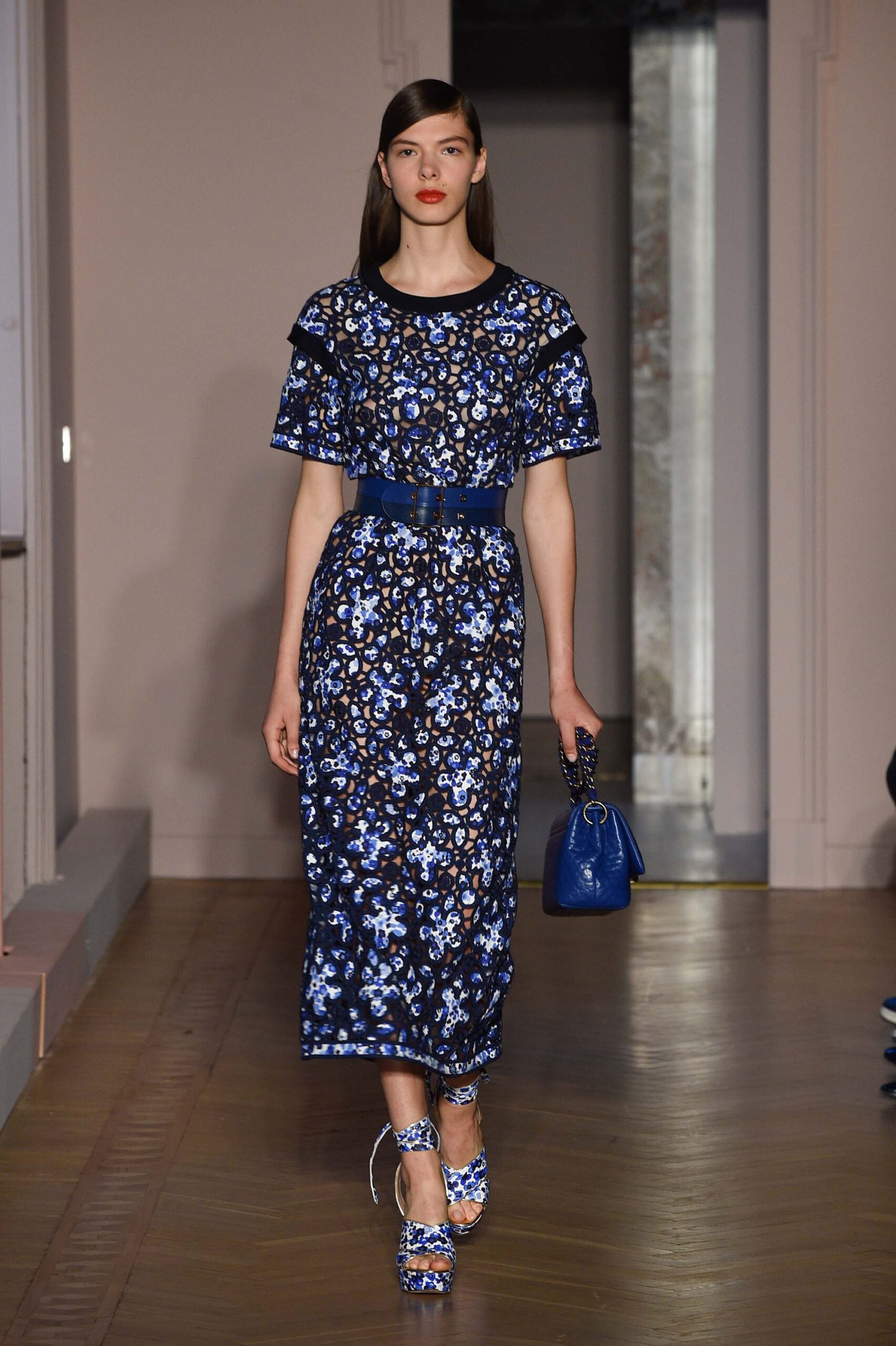blue floral midi dress
