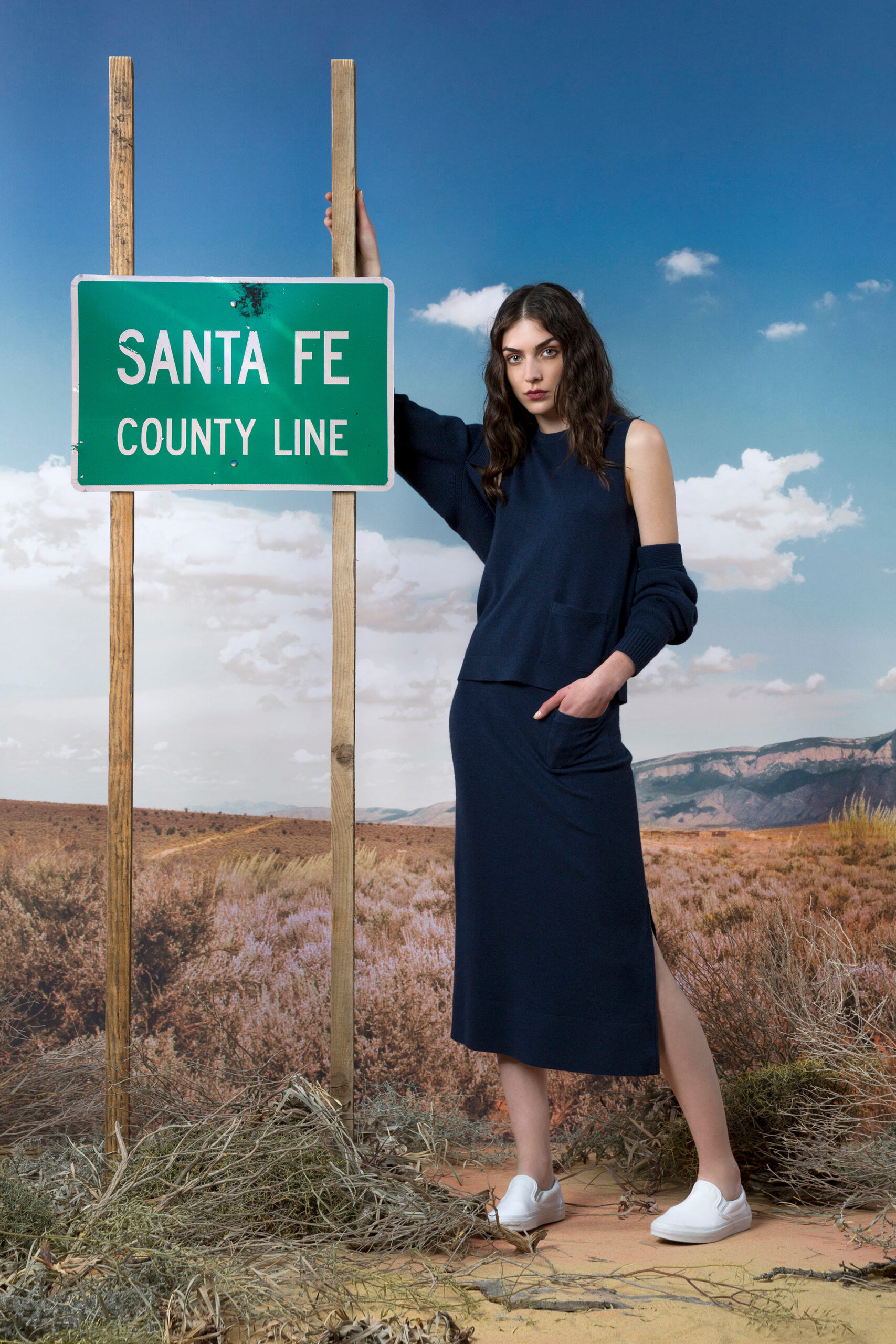 blue cotton midi dress