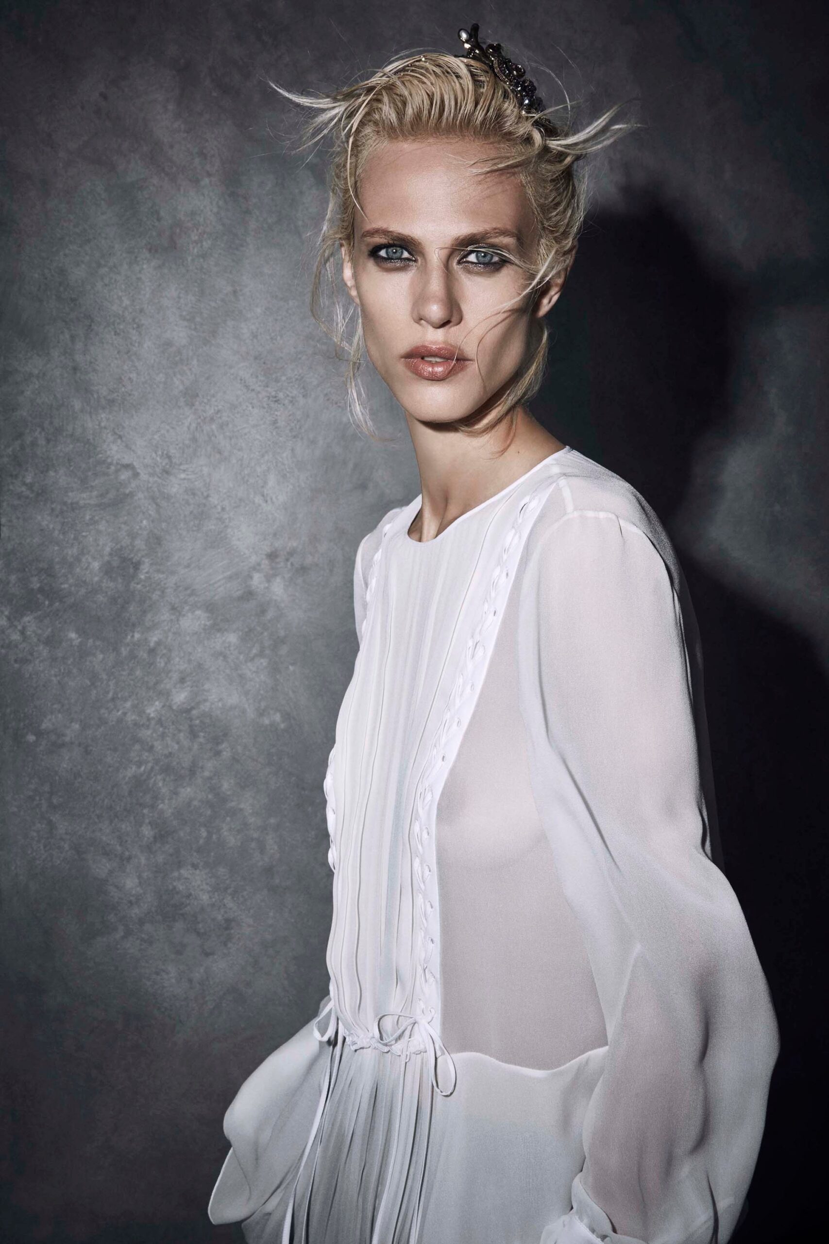white silk relaxed blouse