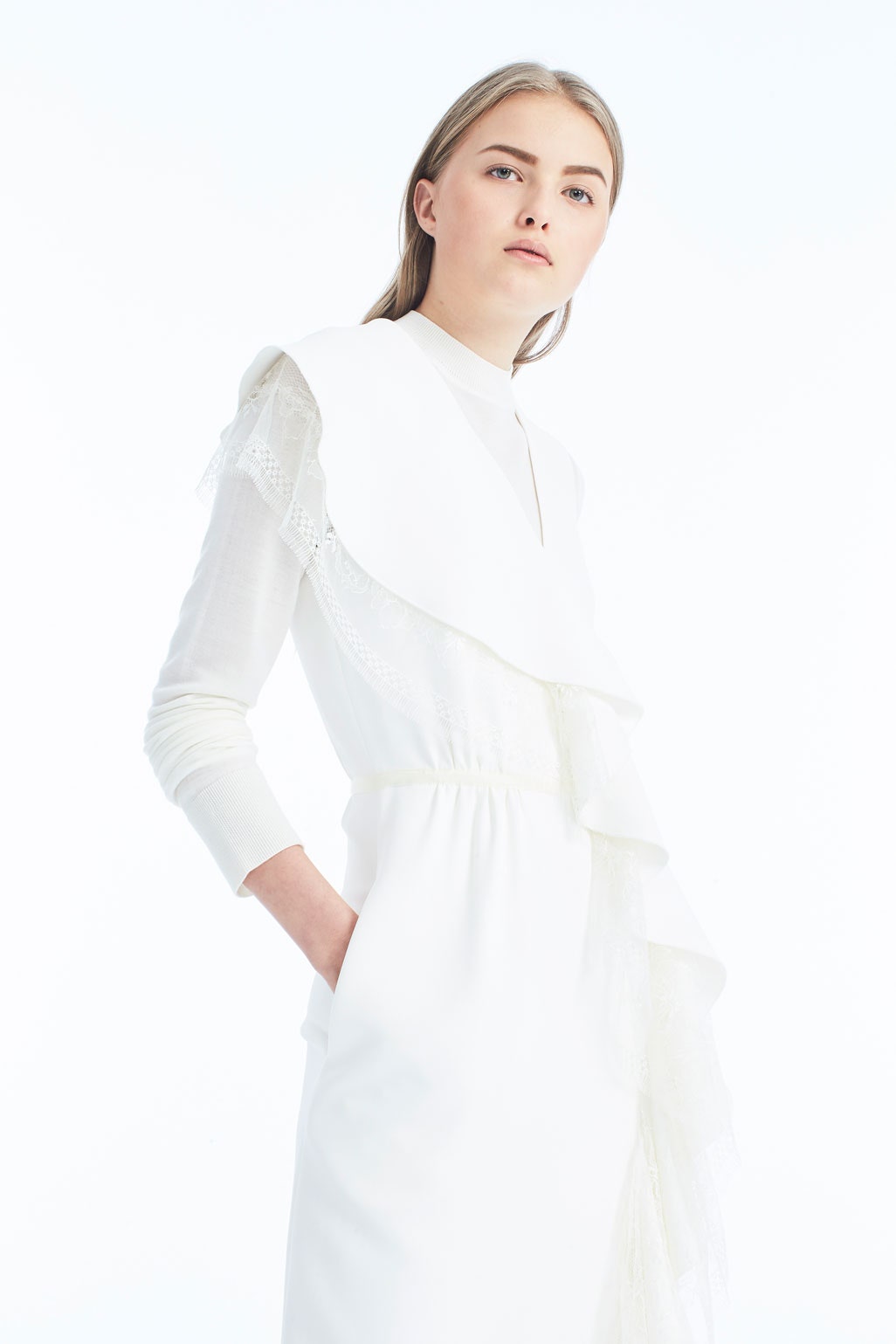 white fitted midi dress