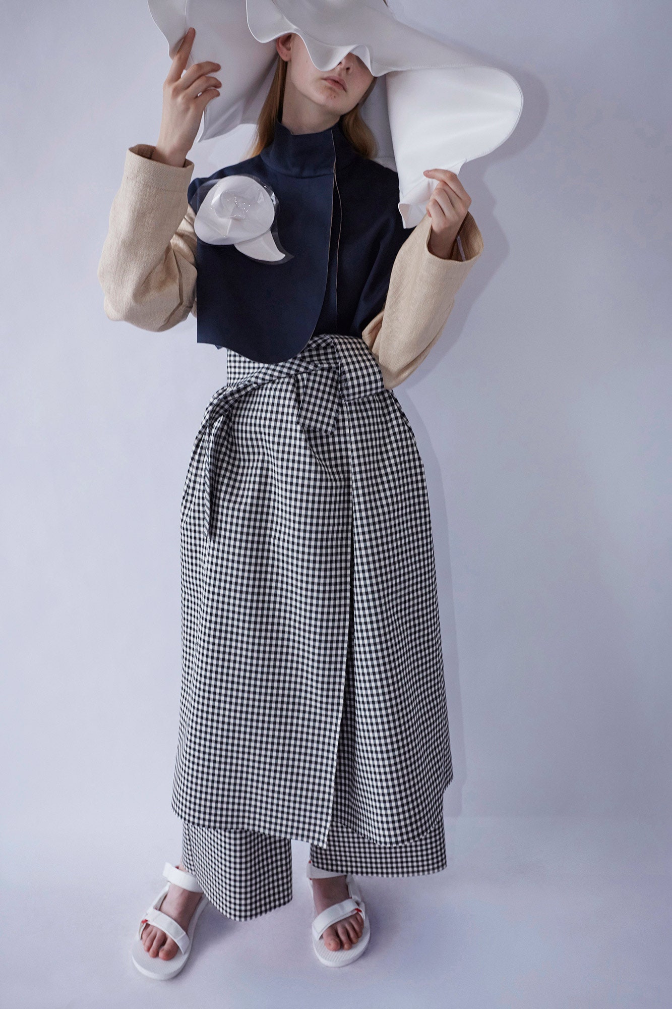 black cotton long-sleeve collared relaxed layered top
