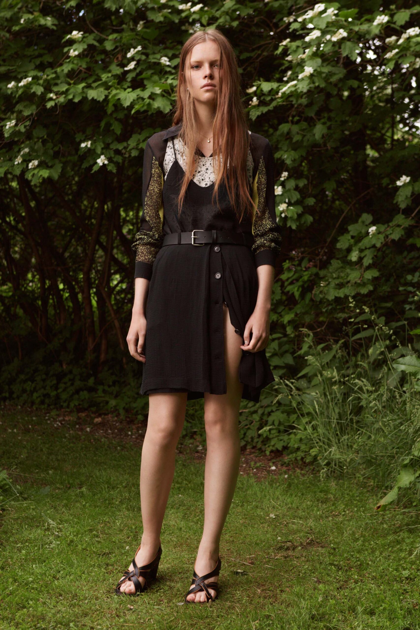 black cotton sleeveless v-neck fitted buttoned mini dress