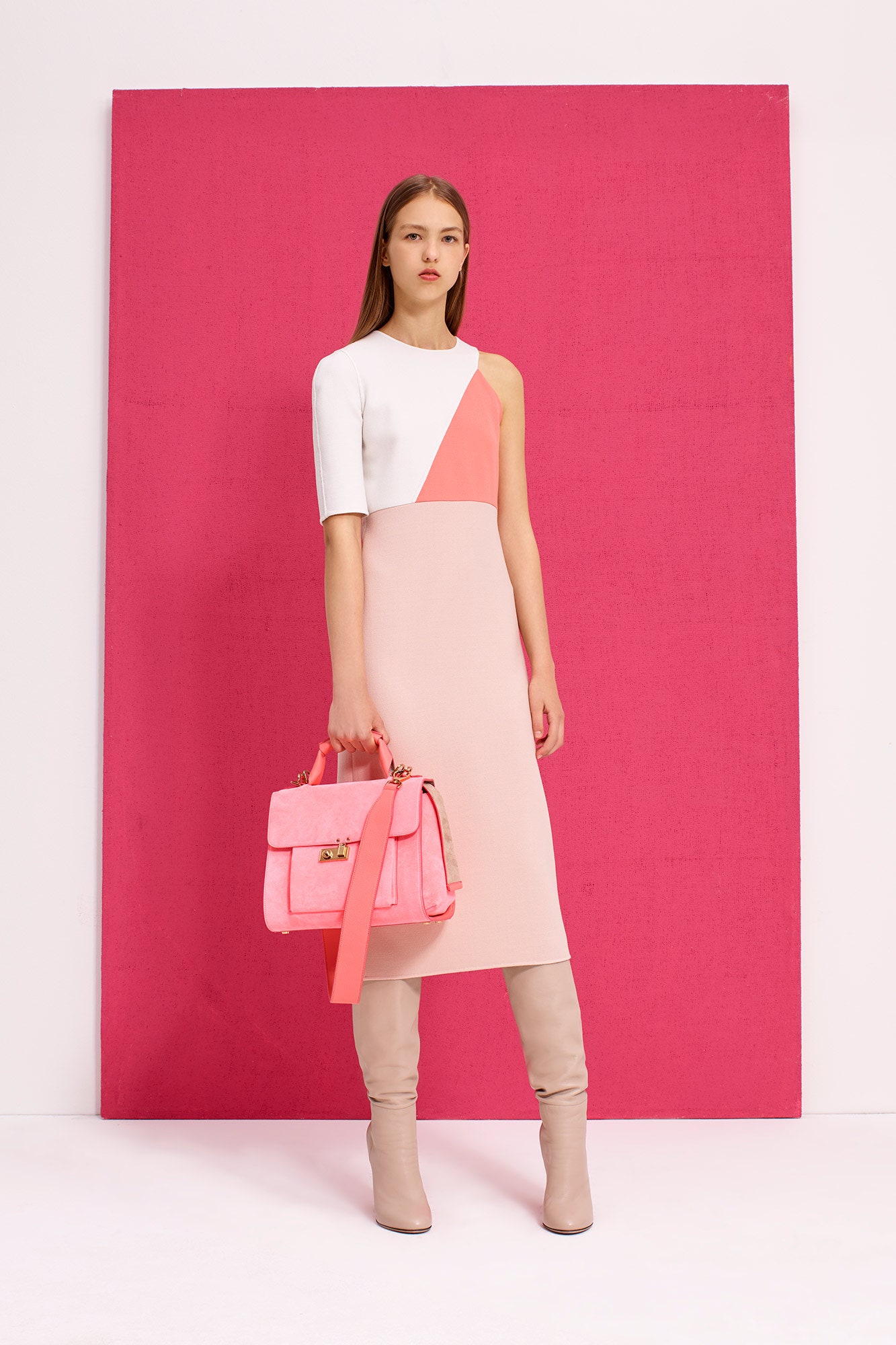 color-blocked midi dress