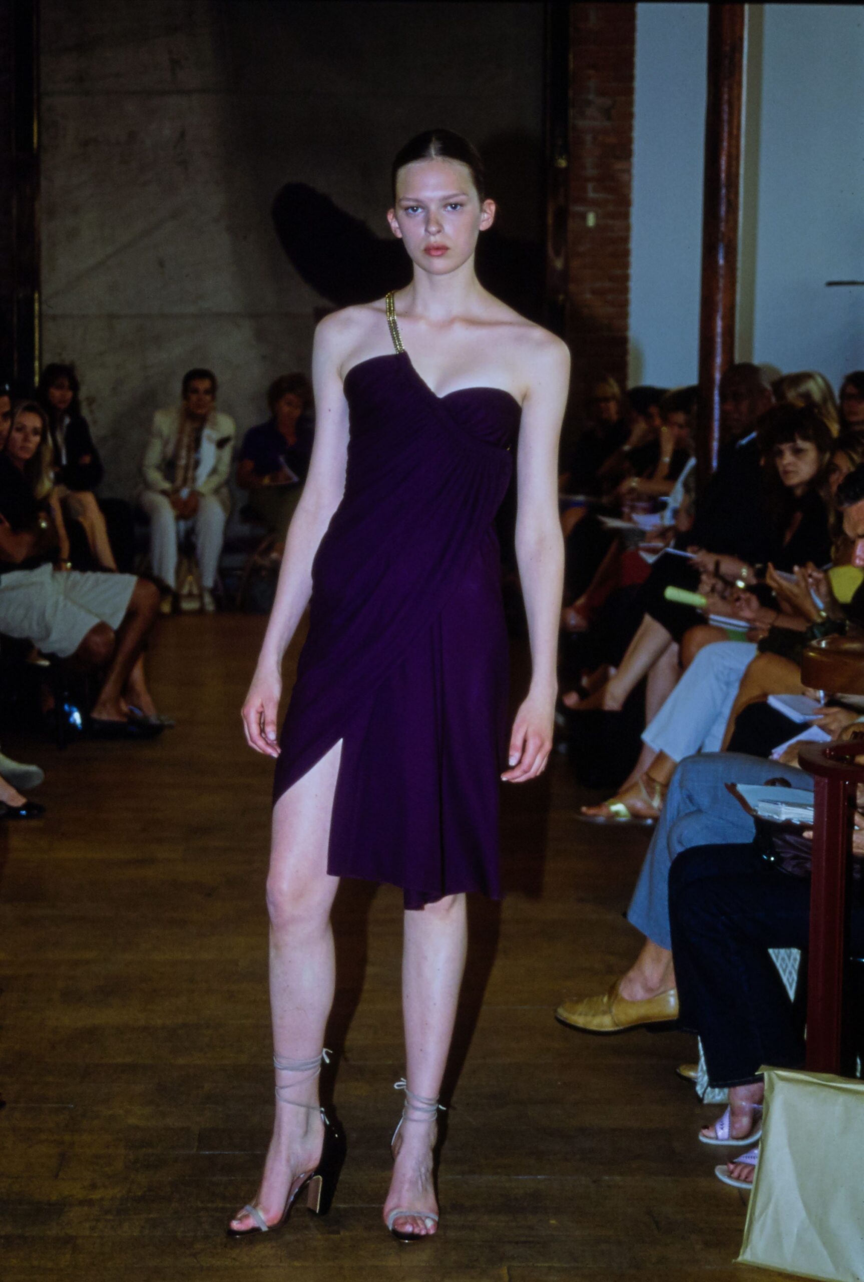 fitted purple asymmetric dress