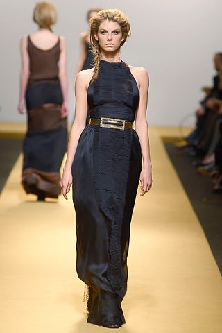 black silk sleeveless gown