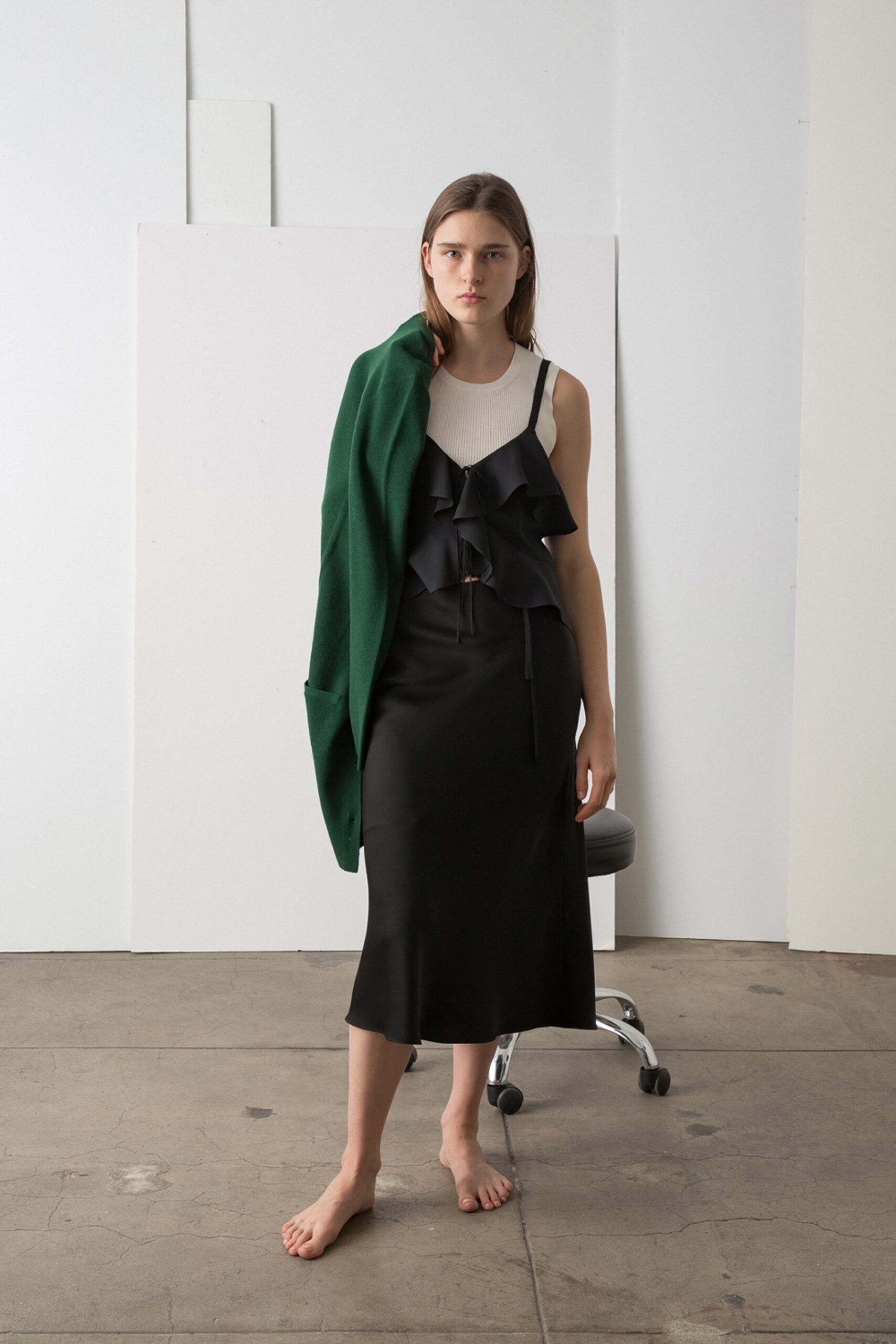 green wool long-sleeve oversized cardigan