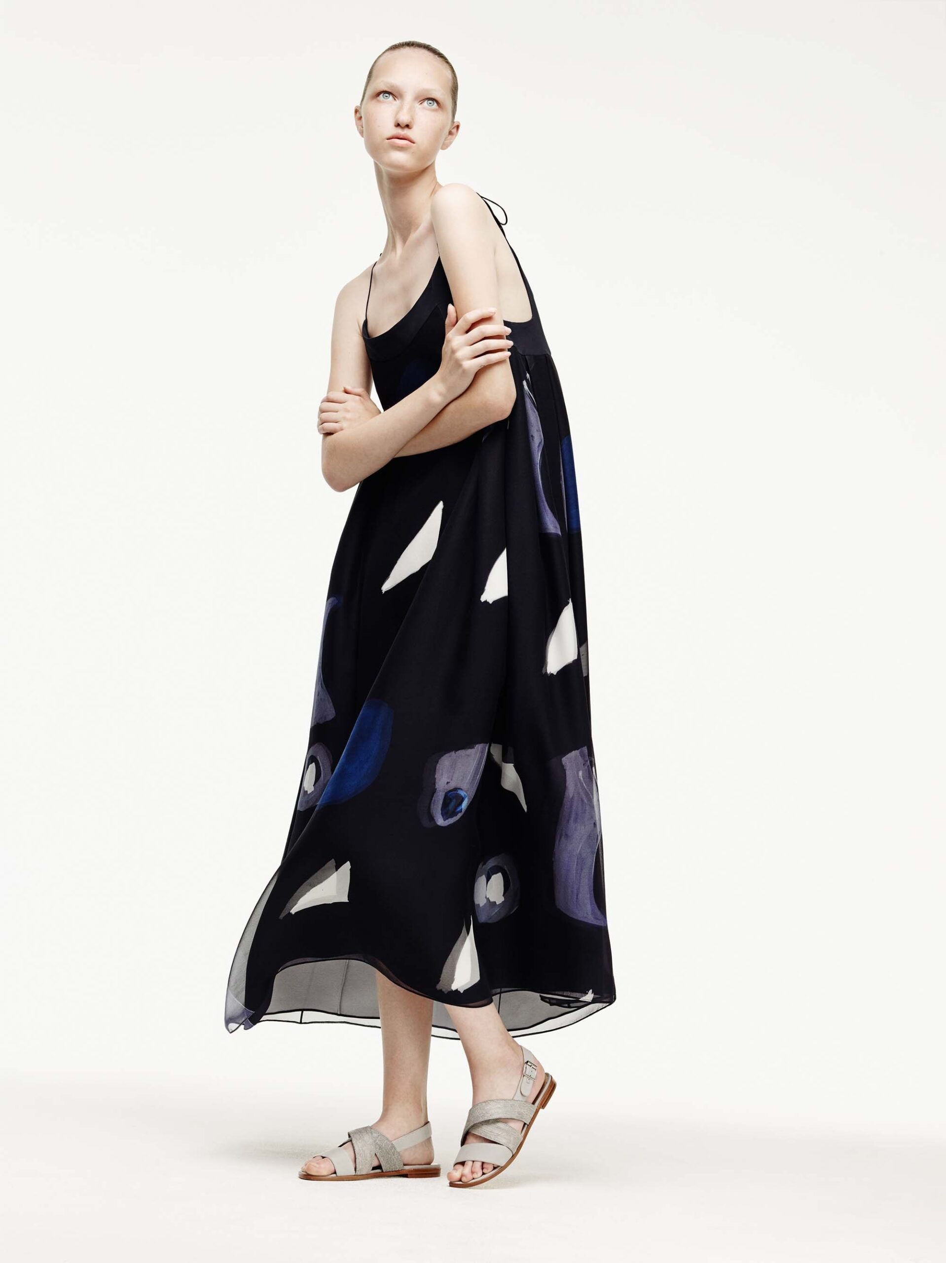 black silk sleeveless dress