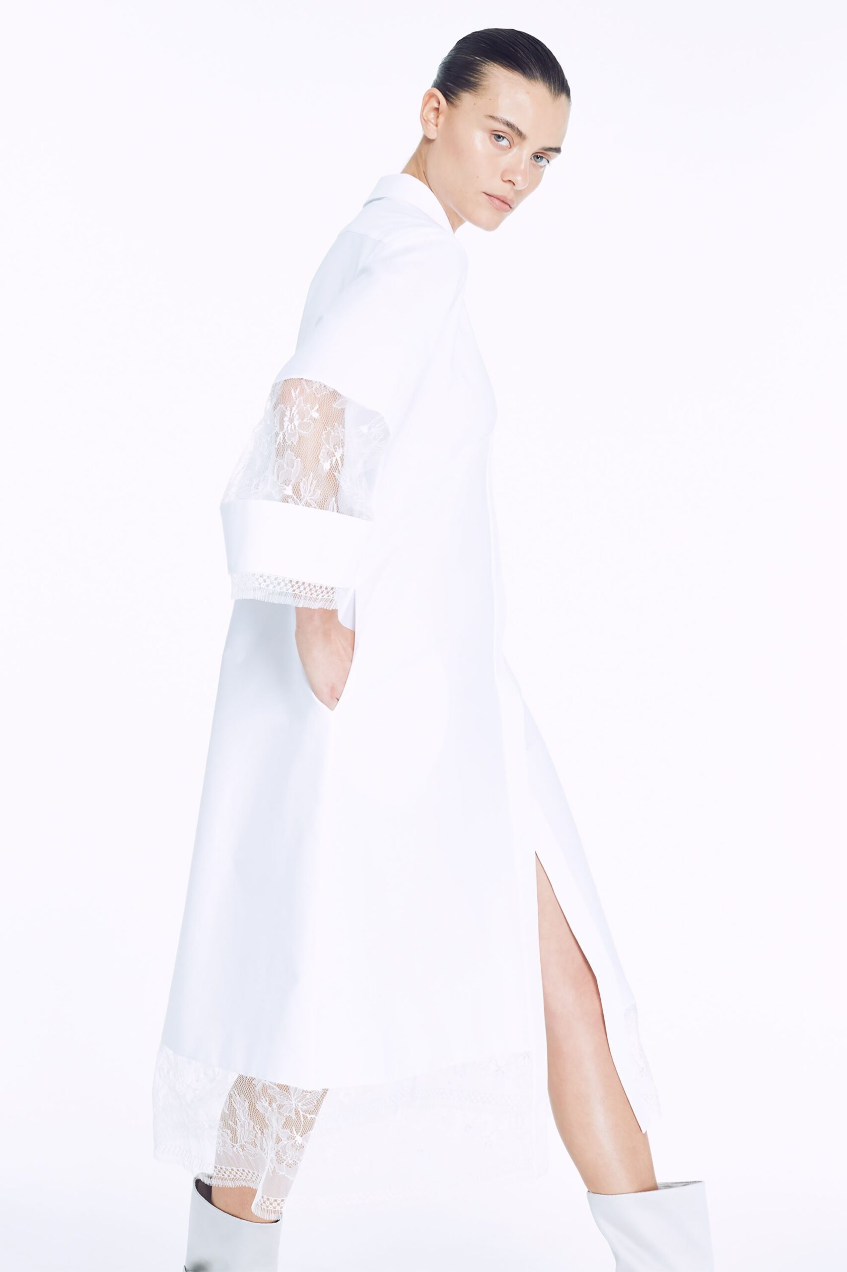 white cotton fitted dress