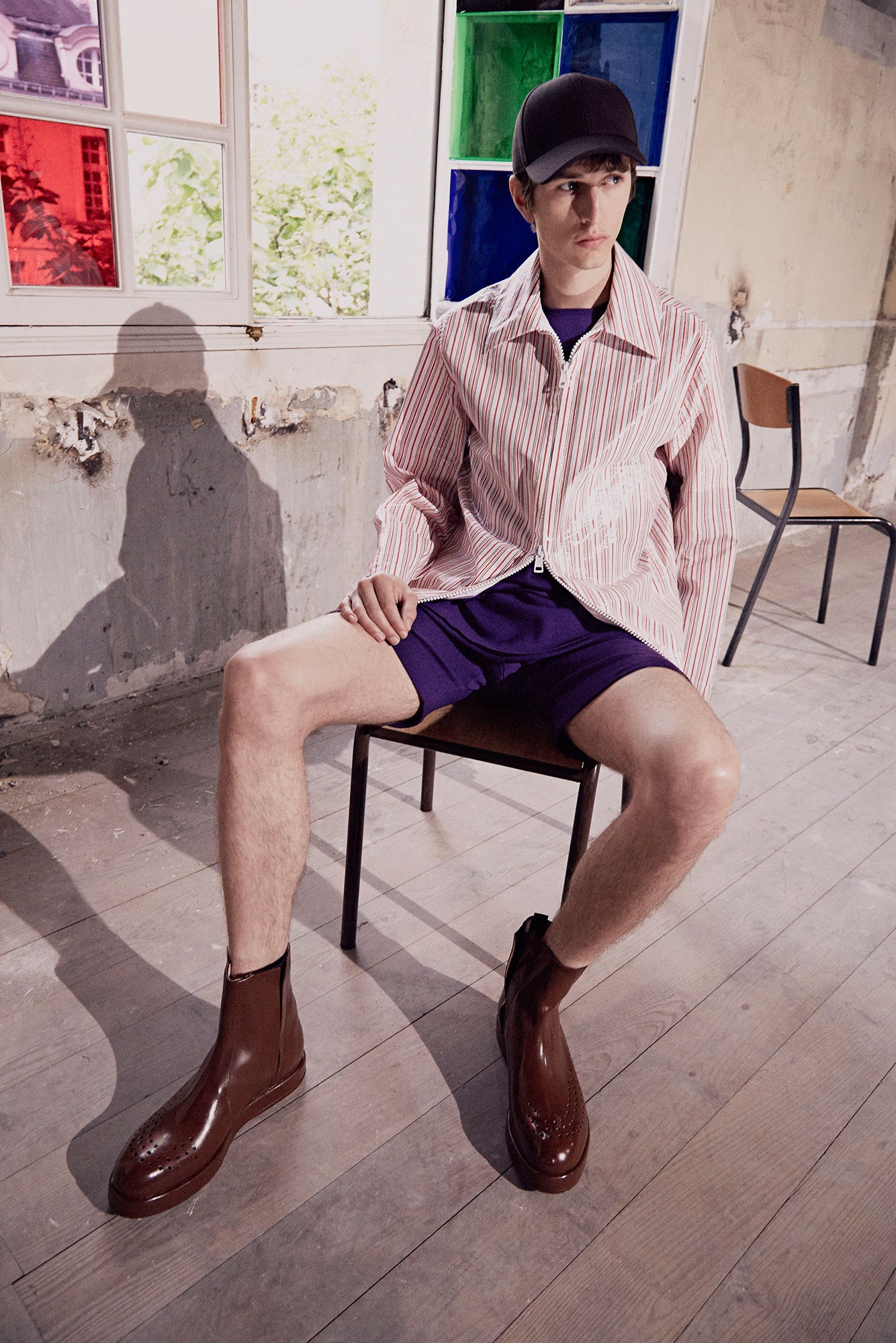 purple fitted short shorts