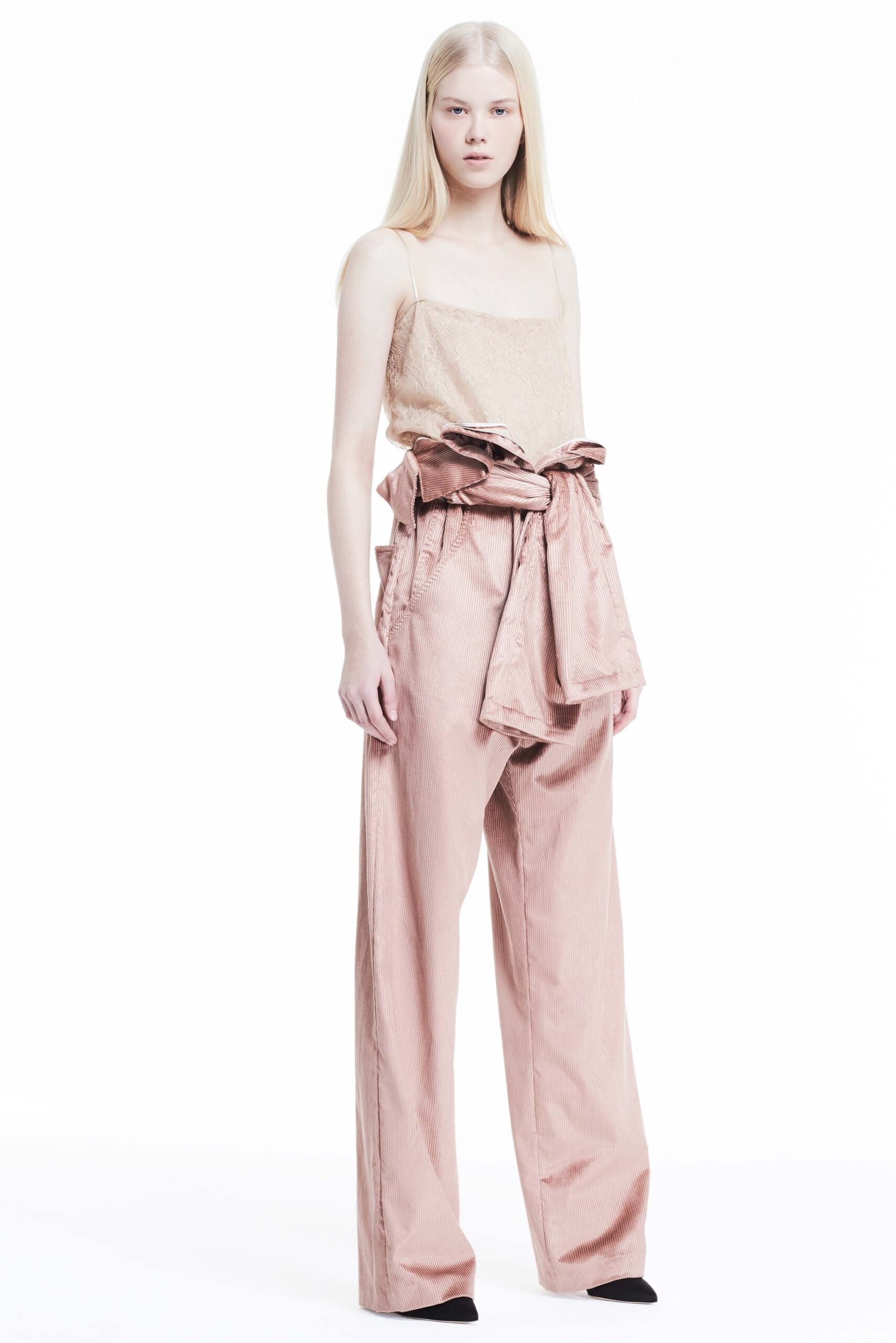 pink silk relaxed wide-leg shiny pants