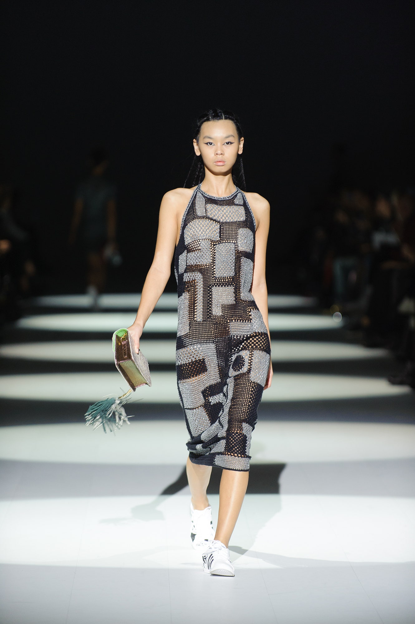 black and gray mesh jumpsuit