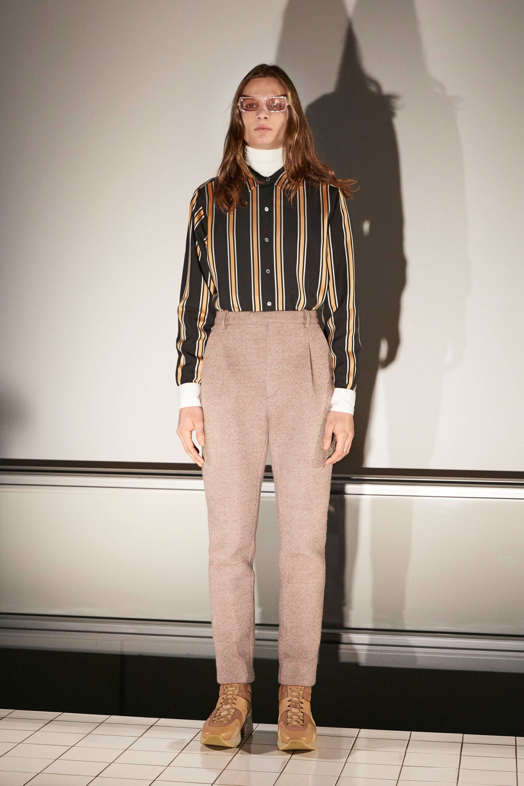 striped shirt tailored pants