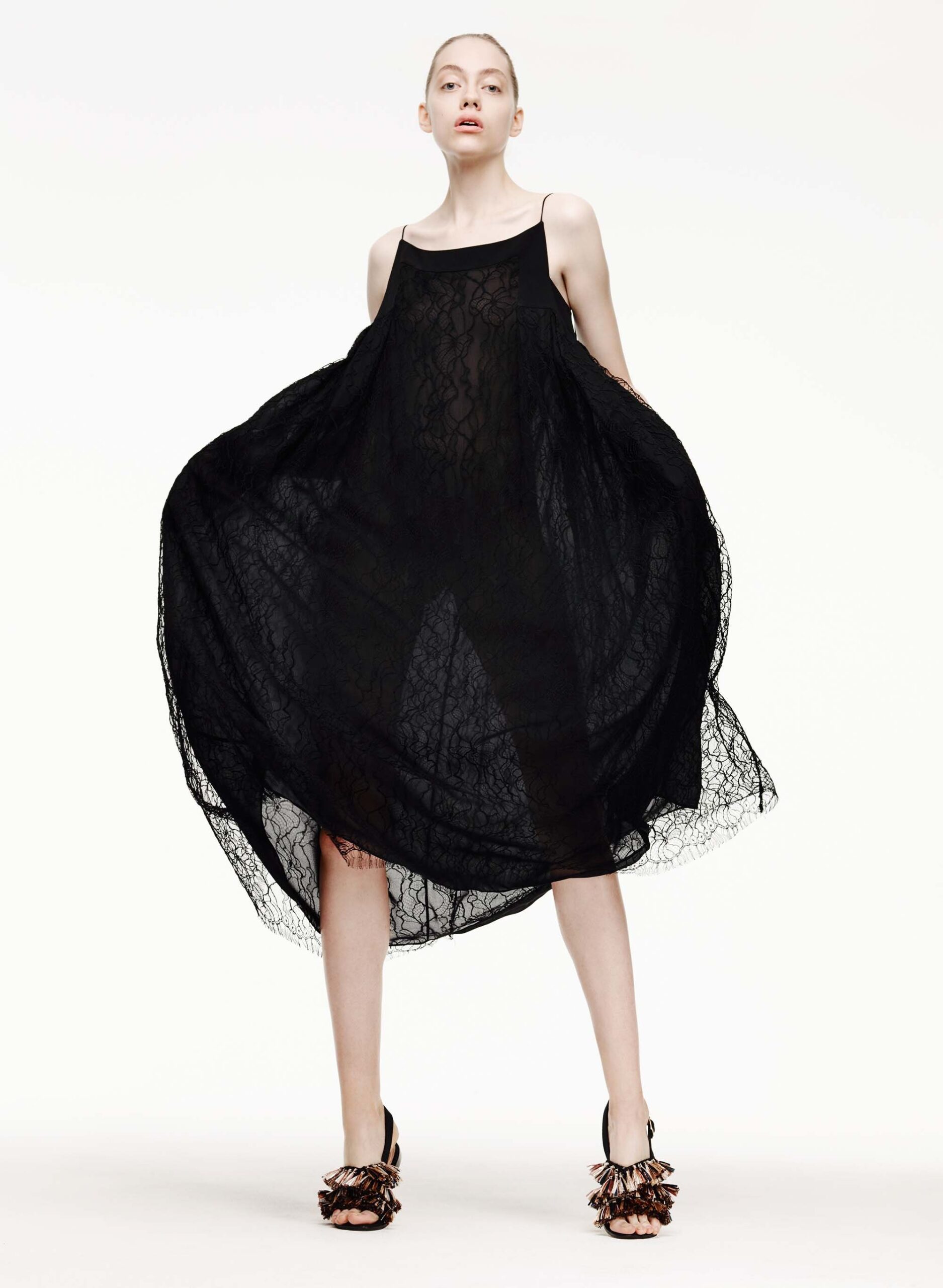 black lace relaxed maxi dress