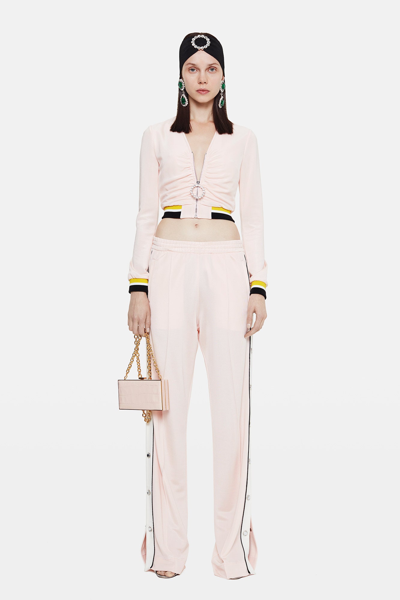pink cotton relaxed straight-leg buttoned pants