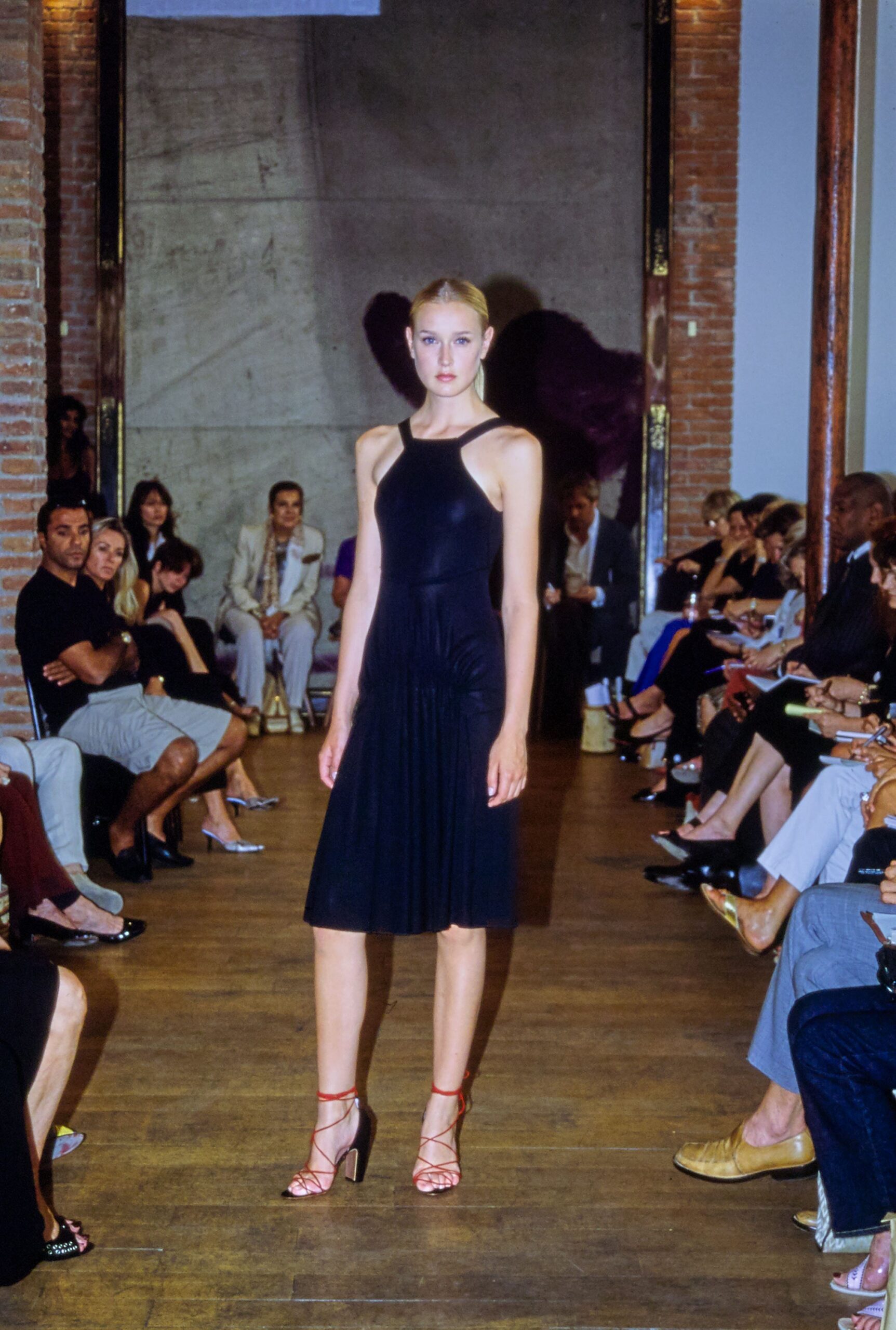 black silk sleeveless dress