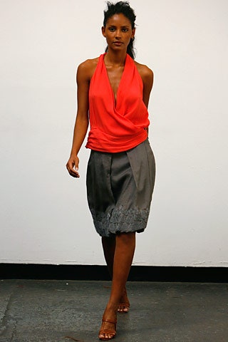 red silk sleeveless v-neck fitted draped top