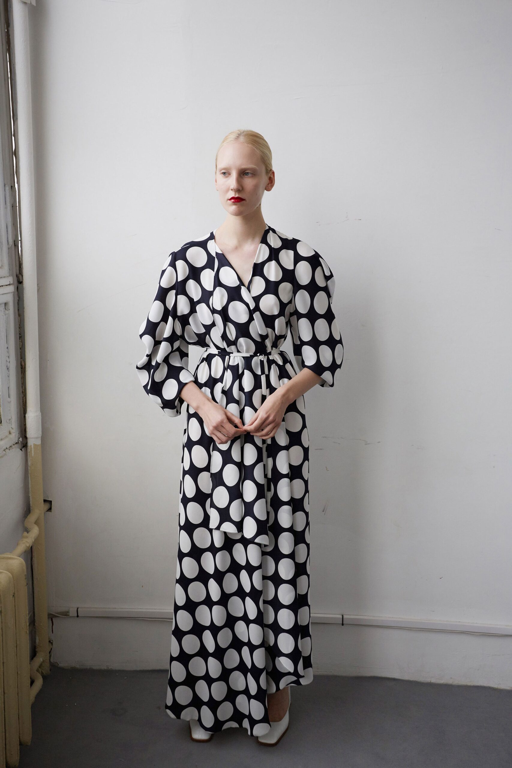 black and white printed maxi dress