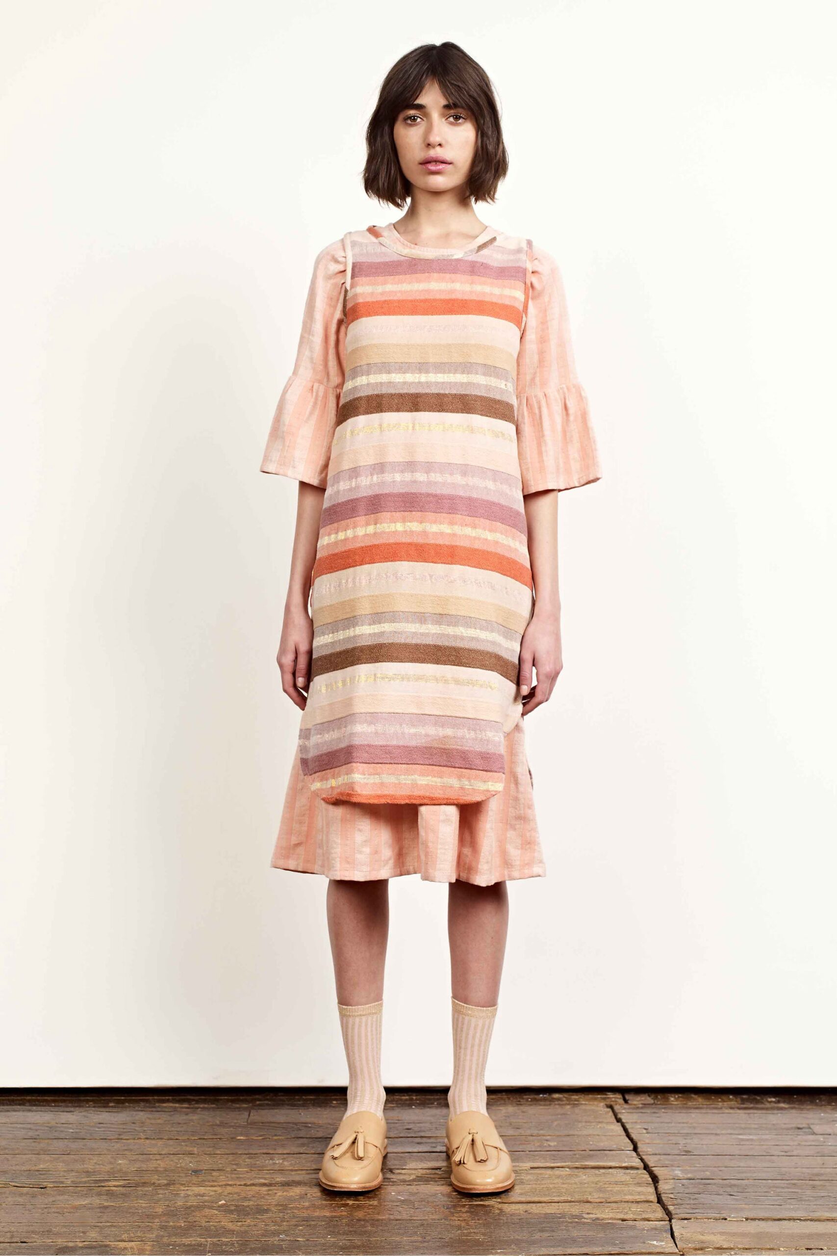 striped relaxed midi dress