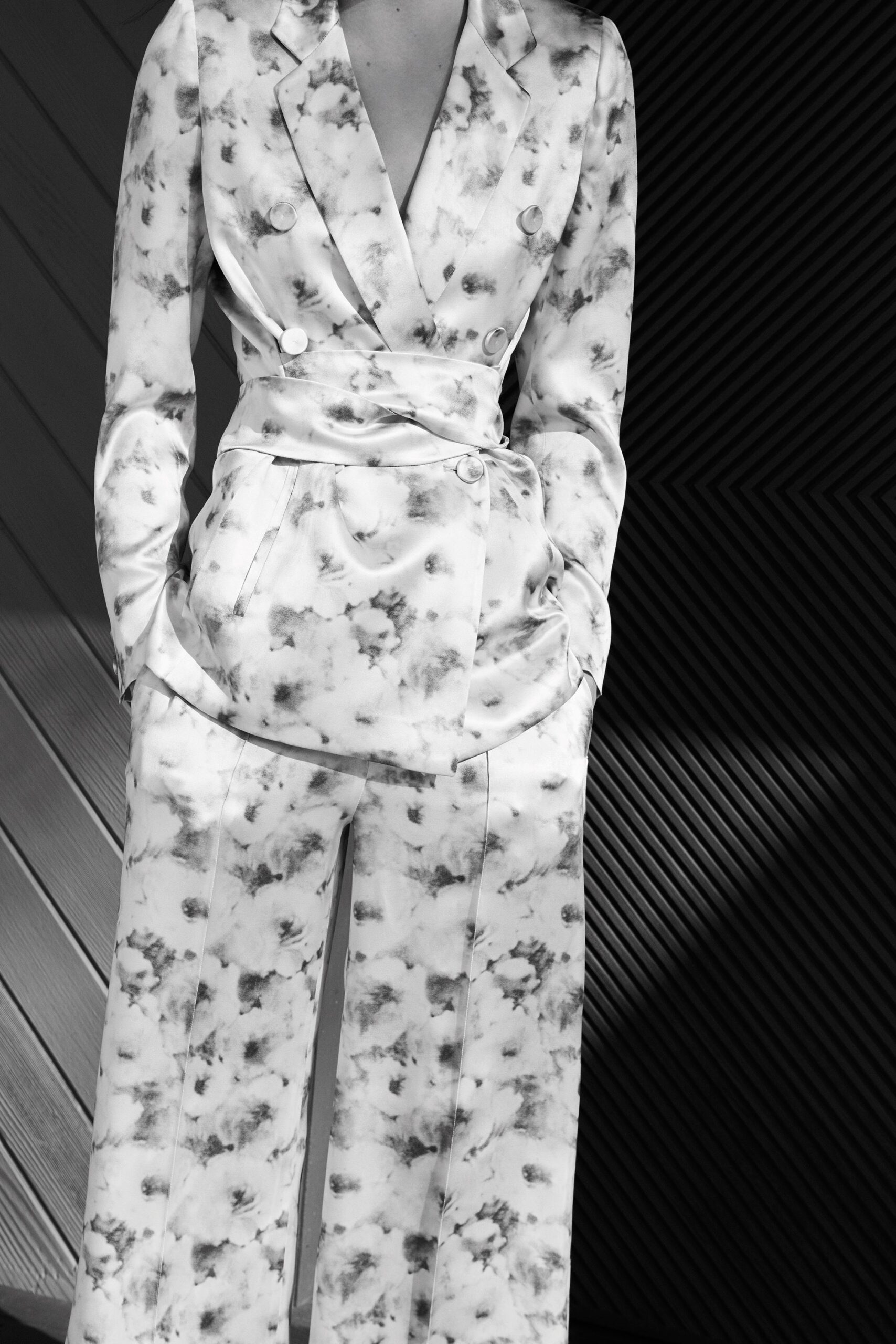 floral silk tailored suit