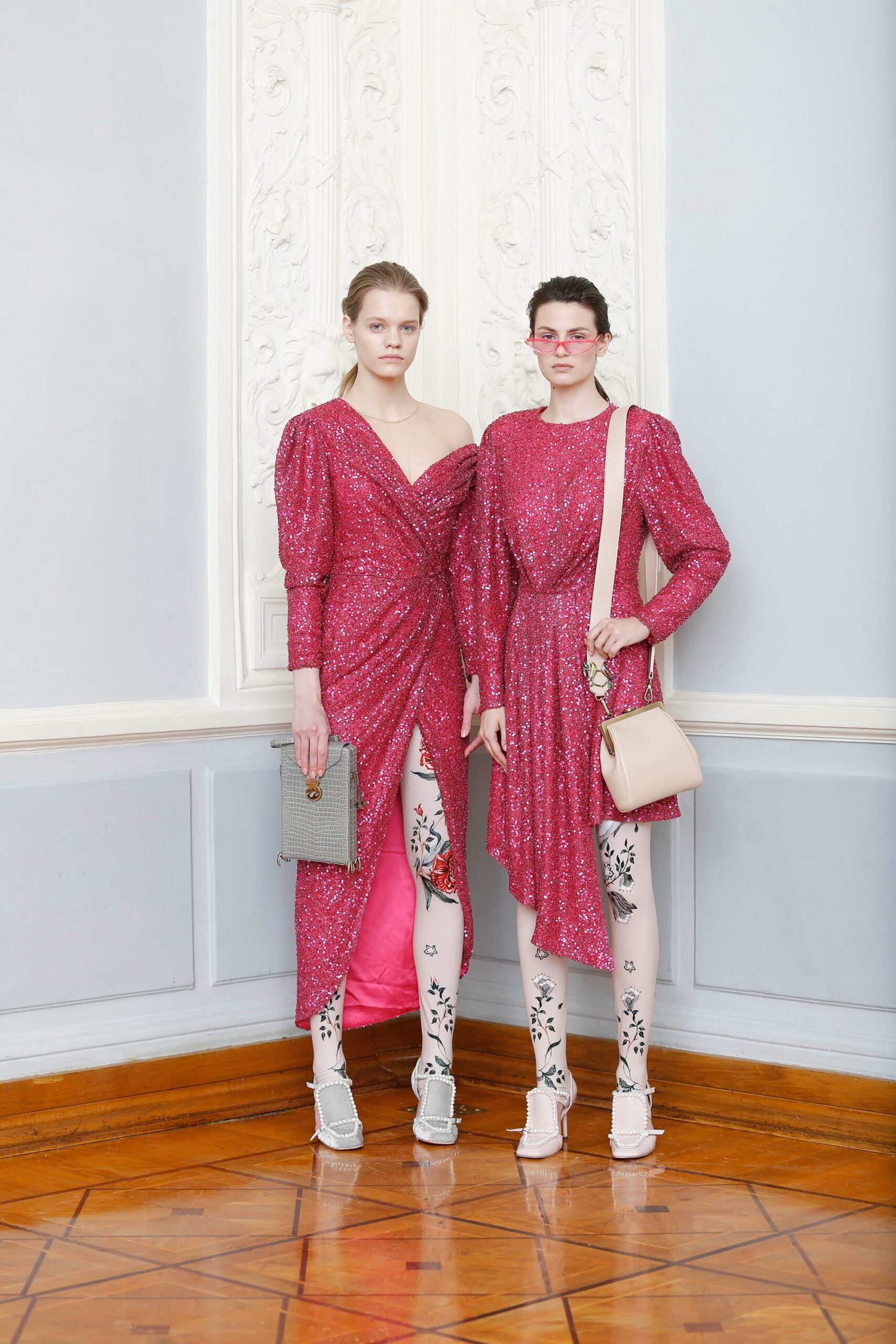 pink embellished midi dresses