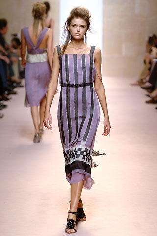 purple striped midi dress