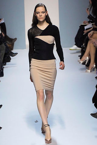 black and beige fitted dress