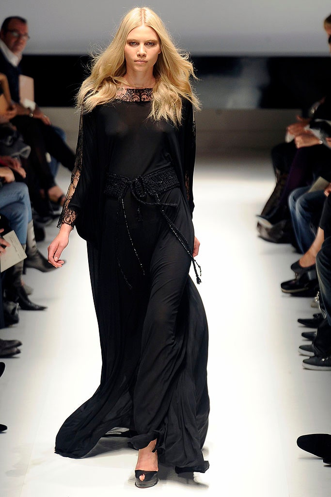 black silk sleeveless gown