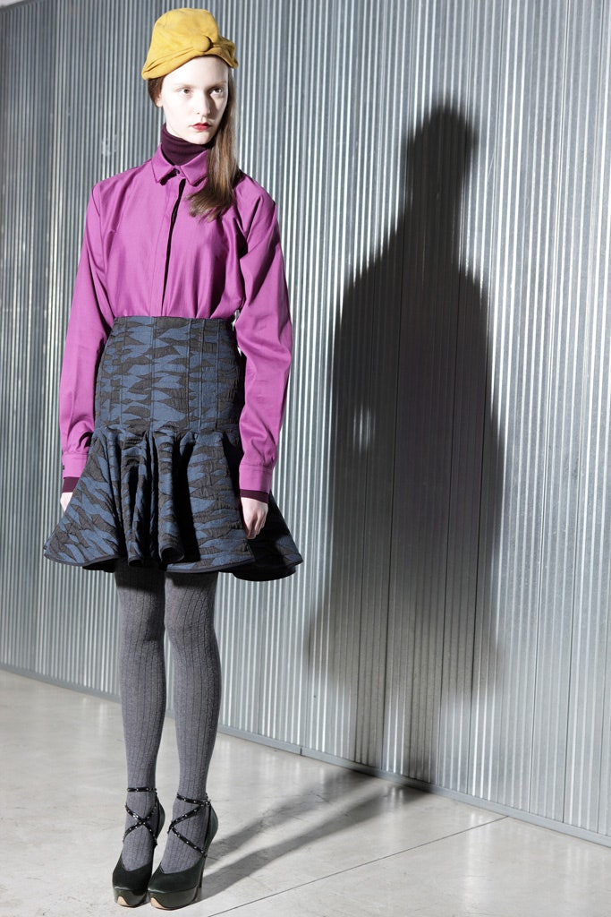 pink long-sleeve collared fitted shirt