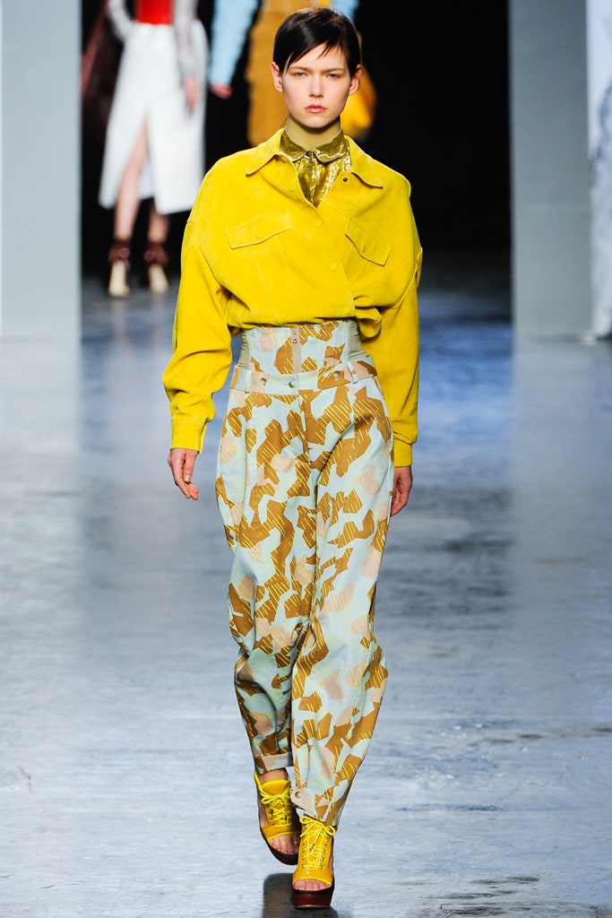 yellow relaxed shirt with wide-leg pants