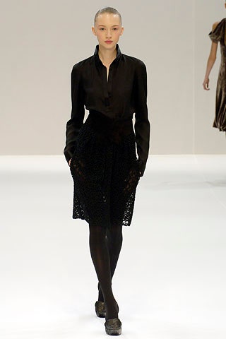 black silk long-sleeve dress