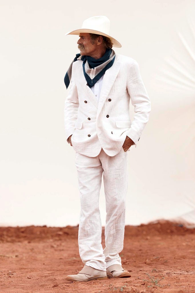 white linen tailored suit