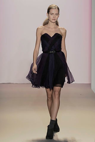black and purple strapless dress