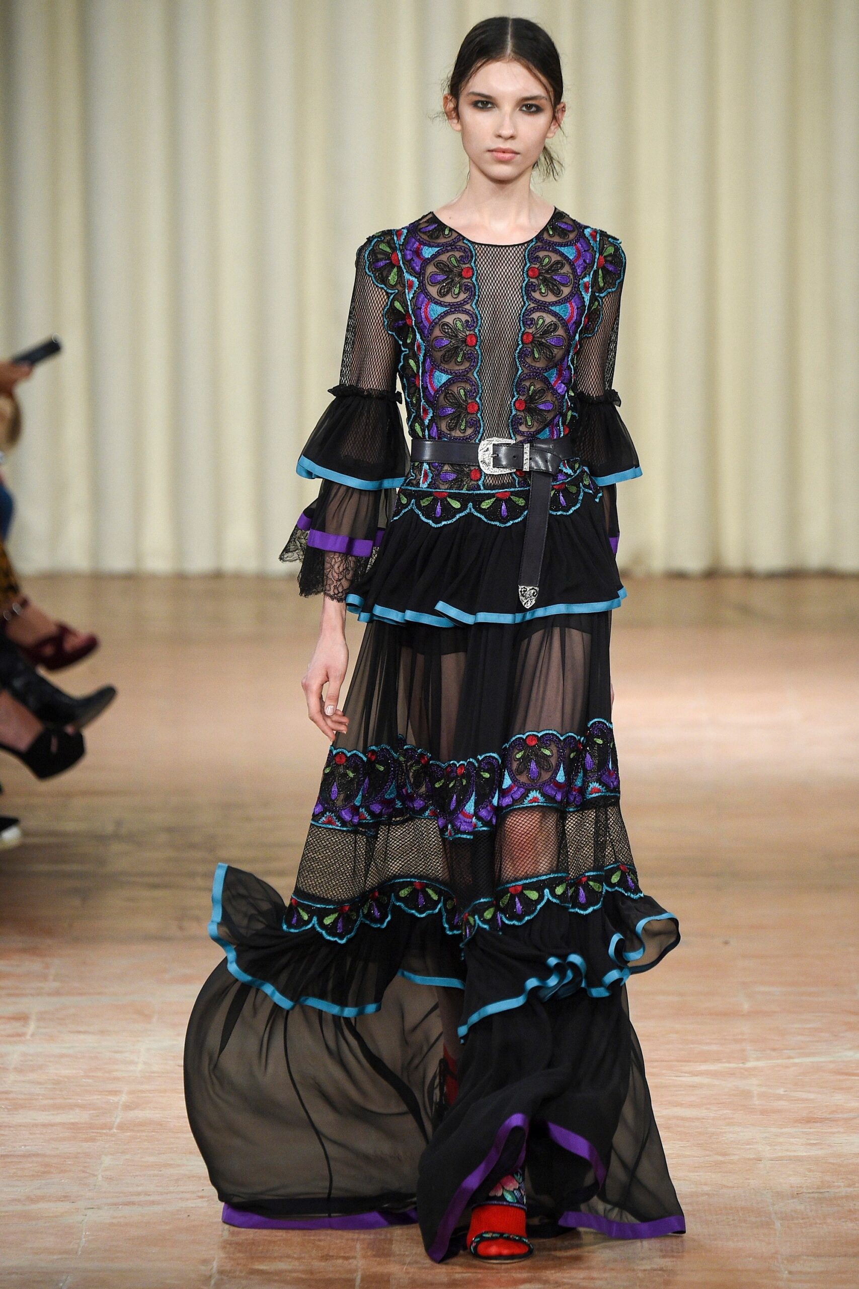 black embroidered maxi dress