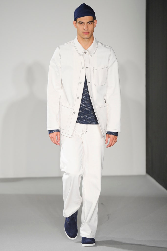 white denim jacket with blue top